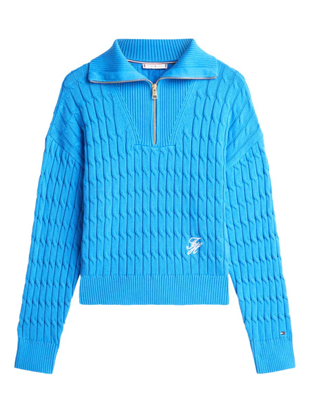  Tommy Hilfiger Zip Cable-knit Sweater - Blue 