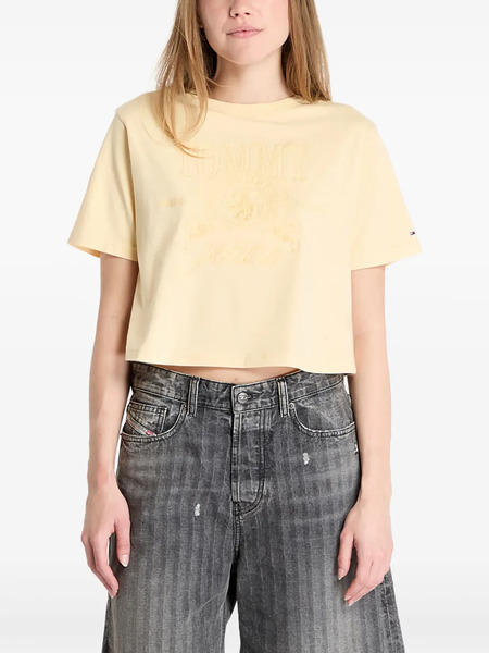  Tommy Jeans Embroidered-logo T-shirt - Yellow 