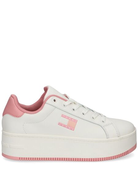  Tommy Jeans Leather Flatform Sneakers - White 