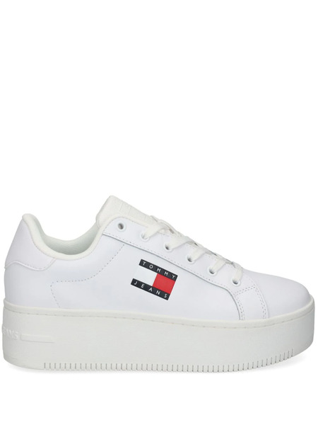  Tommy Jeans Leather Flatform Sneakers - White 