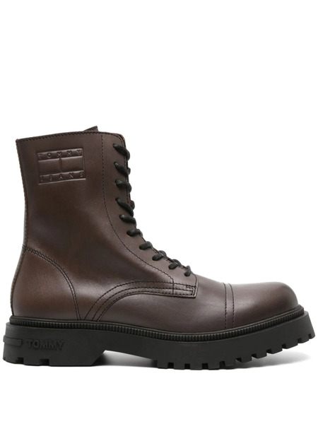  Tommy Jeans Logo-debossed Leather Boots - Brown 