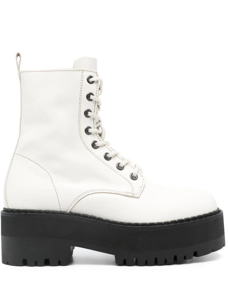  Tommy Jeans 60mm Zip-up Leather Ankle Boots - White 