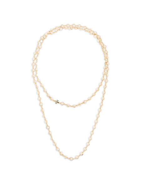  Tory Burch Beaded Logo Necklace - Gold 