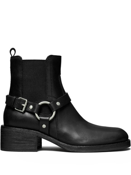  Tory Burch Buckle-strap Ring-detail Ankle Boots - Black 