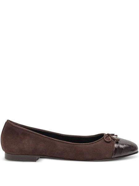  Tory Burch Cap-toe Suede Ballet Flats - Brown 