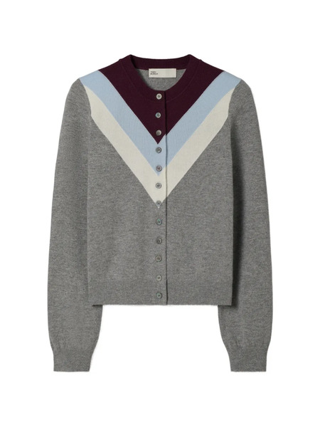  Tory Burch Chevron Wool Cardigan - Grey 