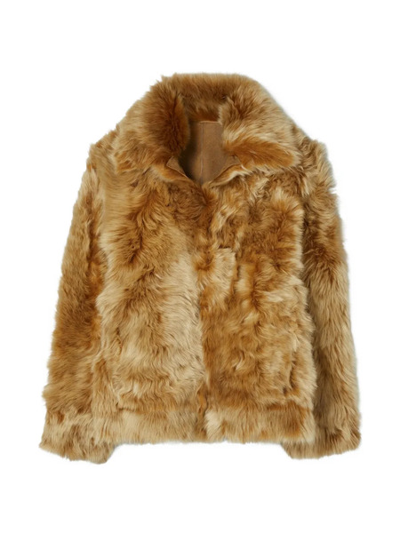  Tory Burch Collar Shearling Jacket - Brown 
