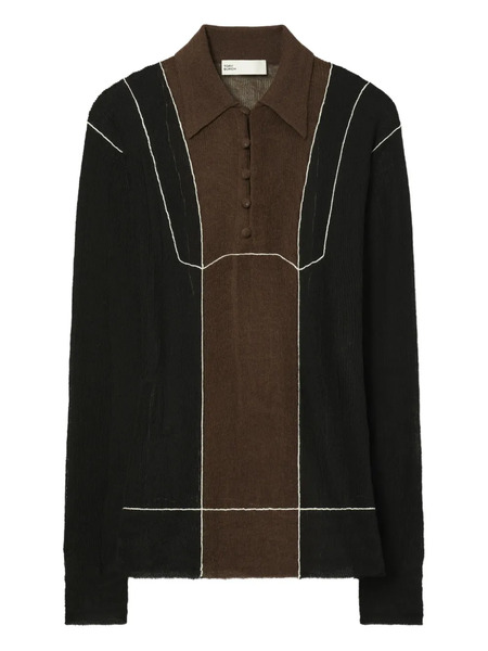  Tory Burch Colour-block Polo Top - Black 