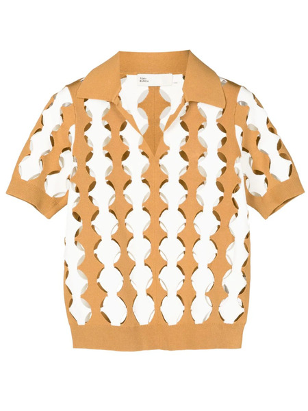  Tory Burch Cut-out Polo-collar T-shirt - Brown 