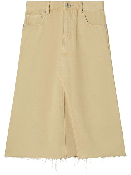  Tory Burch Deconstructed Denim Midi Skirt - Neutrals 