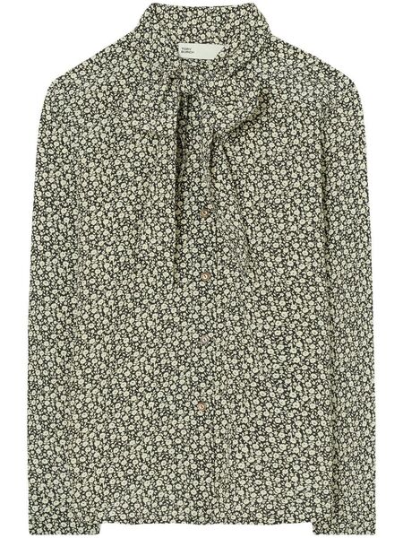  Tory Burch Ditsy Floral-print Bow Blouse - Black 