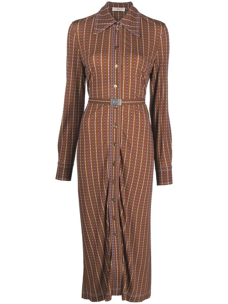  Tory Burch Dotted Windowpane Midi Polo Dress - Brown 