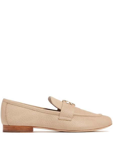  Tory Burch Double T-plaque Leather Loafers - Neutrals 
