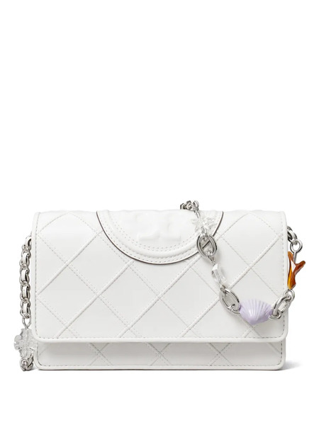  Tory Burch Fleming Charm Chain Crossbody - White 