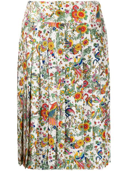  Tory Burch Floral Print Pleated Skirt - White 