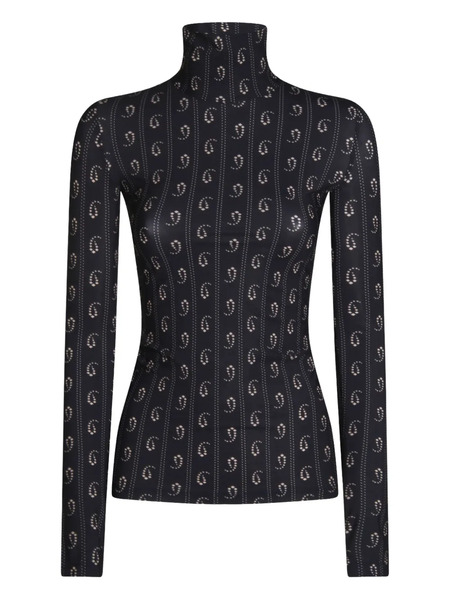  Tory Burch Geometric-print Turtleneck Top - Blue 
