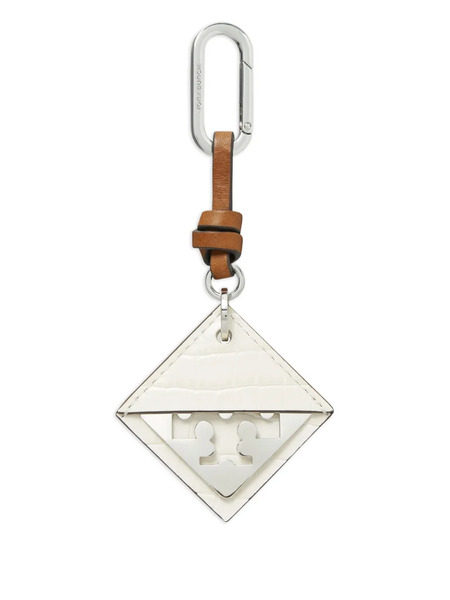  Tory Burch Hidden Logo Croc Keyring - White 