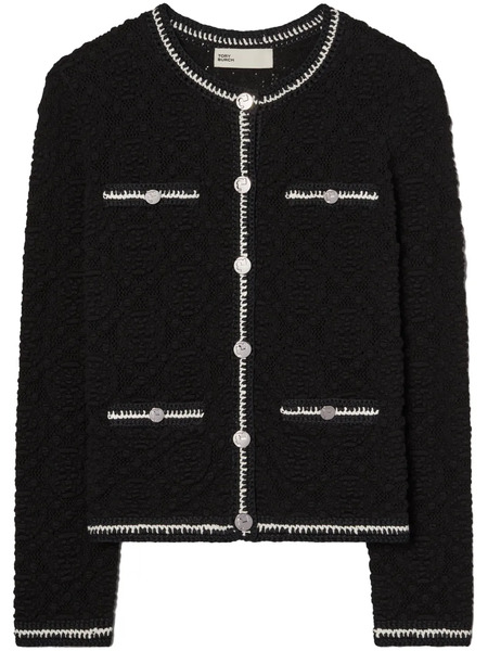  Tory Burch Kendra Logo Lace Cardigan - Black 