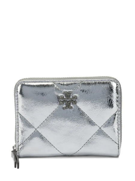  Tory Burch Kira Diamond Quilt Metallic Wallet - Silver 