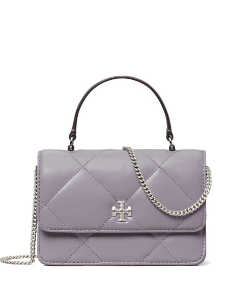  Tory Burch Kira Diamond Quilt Mini Top Handle Chain Wallet - Purple 