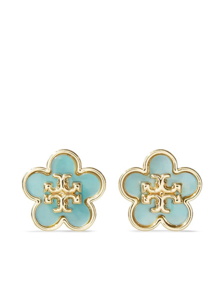  Tory Burch Kira Flower-logo Earrings - Gold 