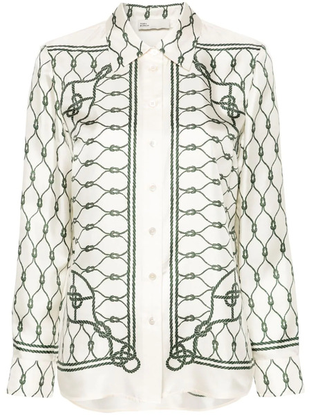  Tory Burch Knot-print Silk Shirt - Neutrals 
