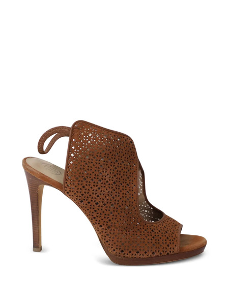  Tory Burch Laser-cut Peep-toe Sandals - Brown 