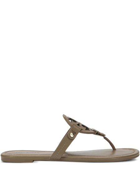  Tory Burch Miller Cut-out Leather Flat Sandals - Brown 