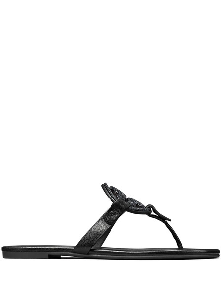  Tory Burch Miller Pavé Leather Flip-flops - Black 