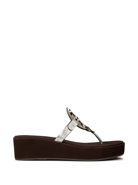  Tory Burch Miller Wedge Sandals - Silver 