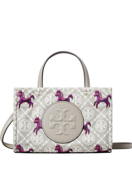  Tory Burch Mini Ella Horse-pattern Logo Tote - Grey 