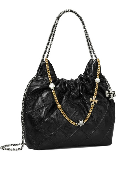  Tory Burch Mini Fleming Distressed Tote Bag - Black 