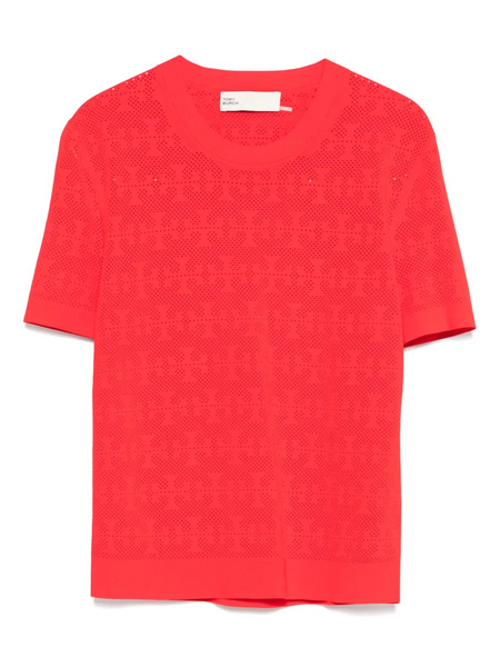  Tory Burch Monogram Short Sleeve T-shirt - Red 