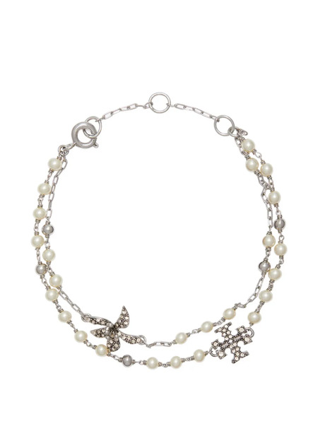  Tory Burch Moondance Multi Strand Pearl Bracelet - Silver 