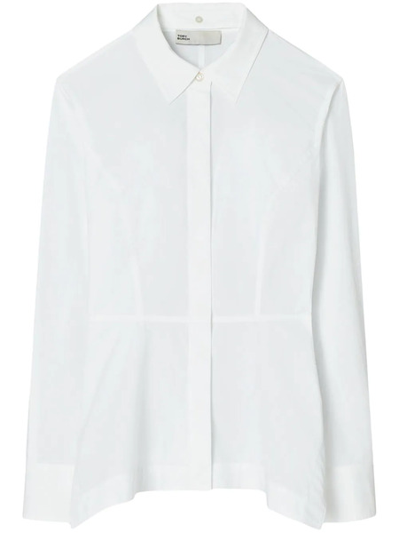  Tory Burch Peplum Cotton-poplin Shirt - White 