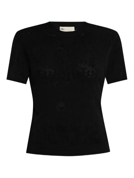  Tory Burch Perforated-knit Top - Black 