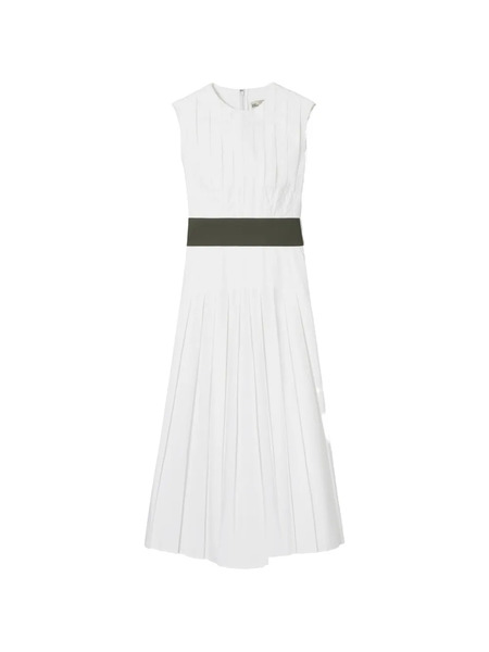  Tory Burch Pleated Poplin Dress - White 