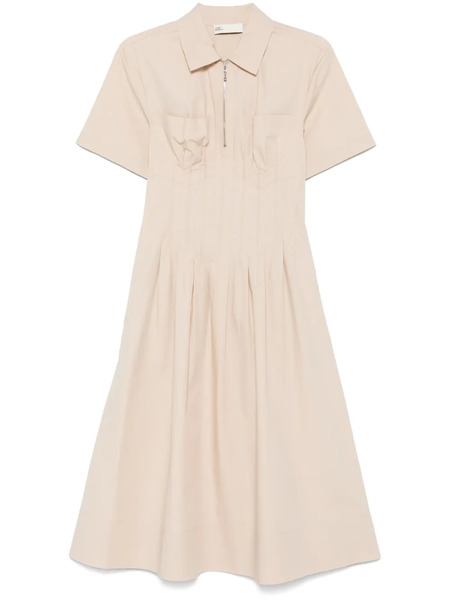 Tory Burch Poplin Pleat-waist Dress - Neutrals 