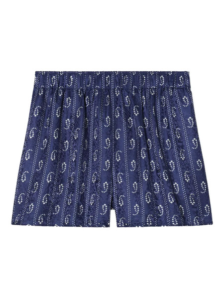  Tory Burch Printed Camp Beach Shorts - Blue 
