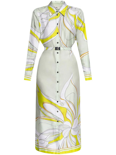  Tory Burch Printed Silk Shirt Dress - Green 
