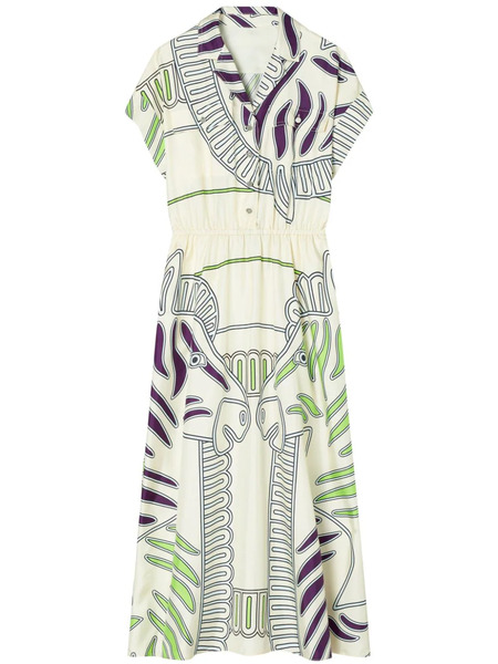  Tory Burch Printed Silk Twill Shirtdress - Neutrals 