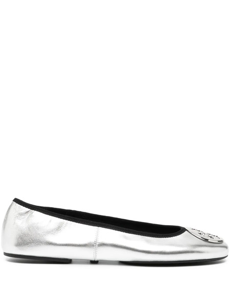  Tory Burch Reva Travel Ballet Flats - Silver 