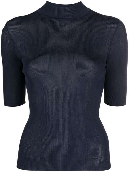  Tory Burch Short-sleeve Ribbed-knit Top - Blue 