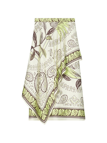  Tory Burch Silk Scarf Wrap Skirt - Green 