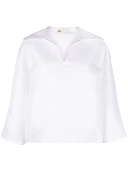  Tory Burch Spread-collar Silk Shirt - White 