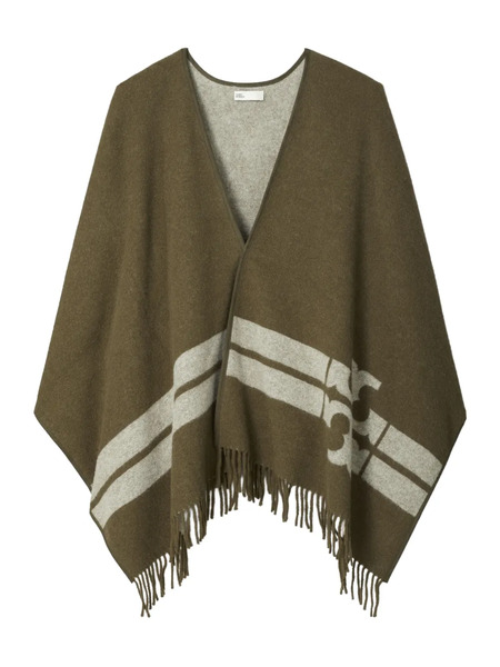  Tory Burch Striped Logo Cape - Green 