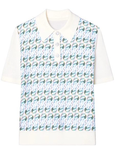  Tory Burch T Monogram Polo Top - Blue 