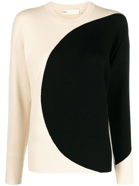  Tory Burch Two-tone Crew-neck Jumper - Black 