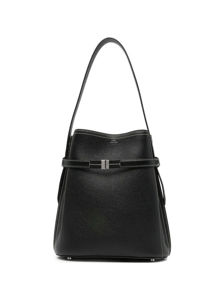  Toteme Belted Grained Leather Bucket Bag - Black 