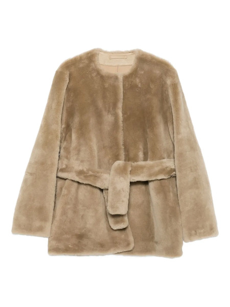  Toteme Belted Shearling Jacket - Neutrals 